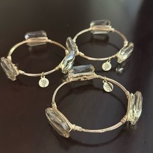 Bourbon and Bow ties costume gold bangles with clear jewel charms